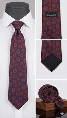 Executive Red Geometric Pattern Necktie